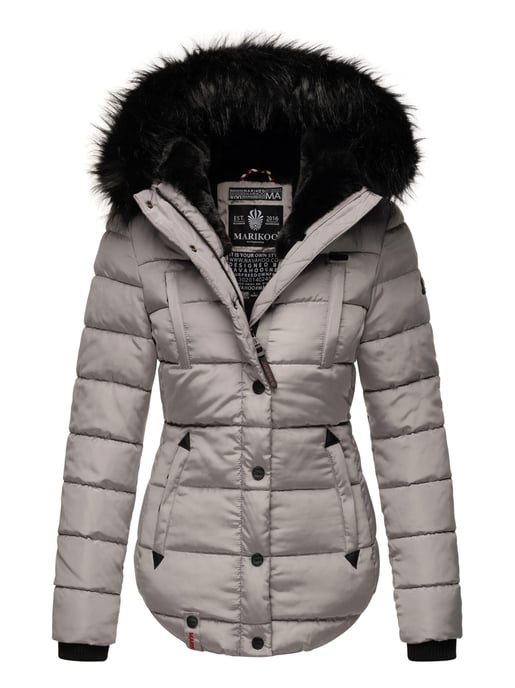 Chaqueta de invierno Marikoo Lotusblüte para mujer con forro de borreguito y cuello de pelo sintético - Image 1
