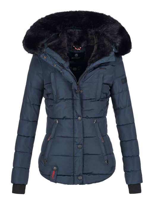 Chaqueta de invierno Marikoo Lotusblüte para mujer con forro de borreguito y cuello de pelo sintético - Image 1