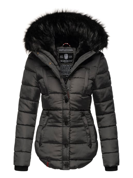 Chaqueta de invierno Marikoo Lotusblüte para mujer con forro de borreguito y cuello de pelo sintético - Image 1