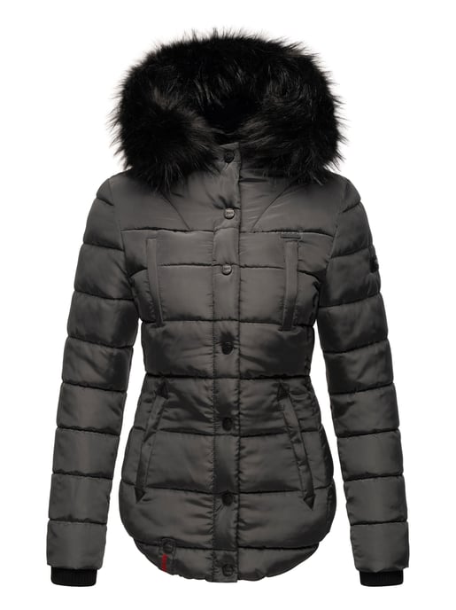 Chaqueta de invierno Marikoo Lotusblüte para mujer con forro de borreguito y cuello de pelo sintético - Image 2