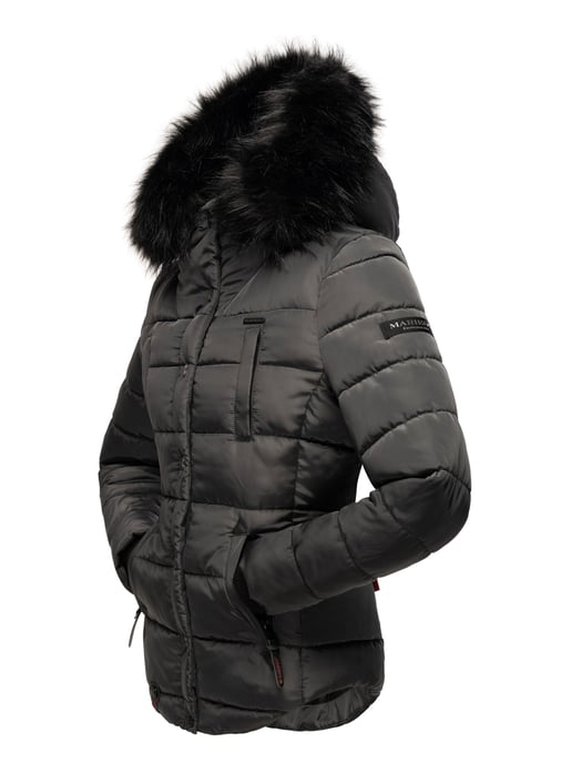 Chaqueta de invierno Marikoo Lotusblüte para mujer con forro de borreguito y cuello de pelo sintético - Image 4