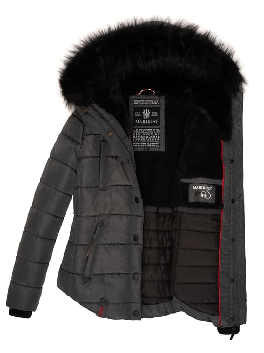 Chaqueta de invierno Marikoo Lotusblüte para mujer con forro de borreguito y cuello de pelo sintético - Image 6