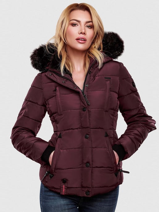 Chaqueta de invierno Marikoo Lotusblüte para mujer con forro de borreguito y cuello de pelo sintético - Image 2