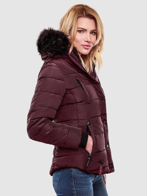 Chaqueta de invierno Marikoo Lotusblüte para mujer con forro de borreguito y cuello de pelo sintético - Image 4