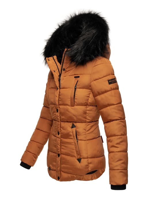 Chaqueta de invierno Marikoo Lotusblüte para mujer con forro de borreguito y cuello de pelo sintético - Image 3