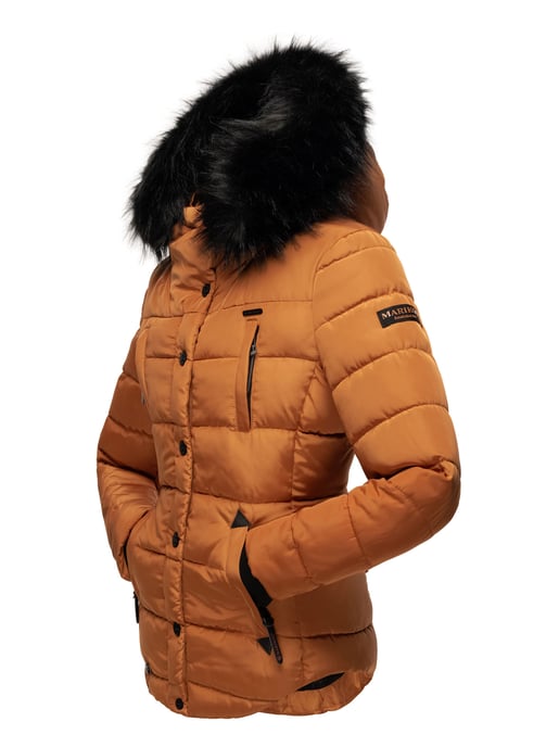 Chaqueta de invierno Marikoo Lotusblüte para mujer con forro de borreguito y cuello de pelo sintético - Image 4