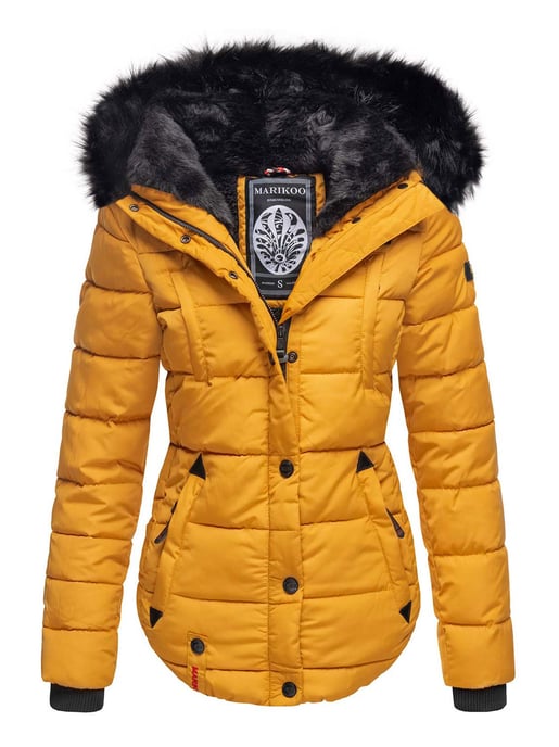 Chaqueta de invierno Marikoo Lotusblüte para mujer con forro de borreguito y cuello de pelo sintético - Image 1