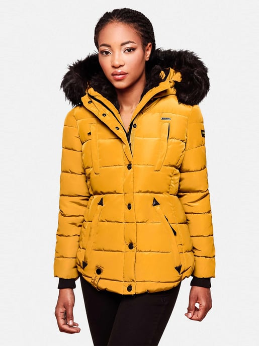 Chaqueta de invierno Marikoo Lotusblüte para mujer con forro de borreguito y cuello de pelo sintético - Image 2
