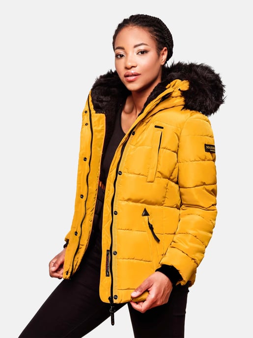Chaqueta de invierno Marikoo Lotusblüte para mujer con forro de borreguito y cuello de pelo sintético - Image 3