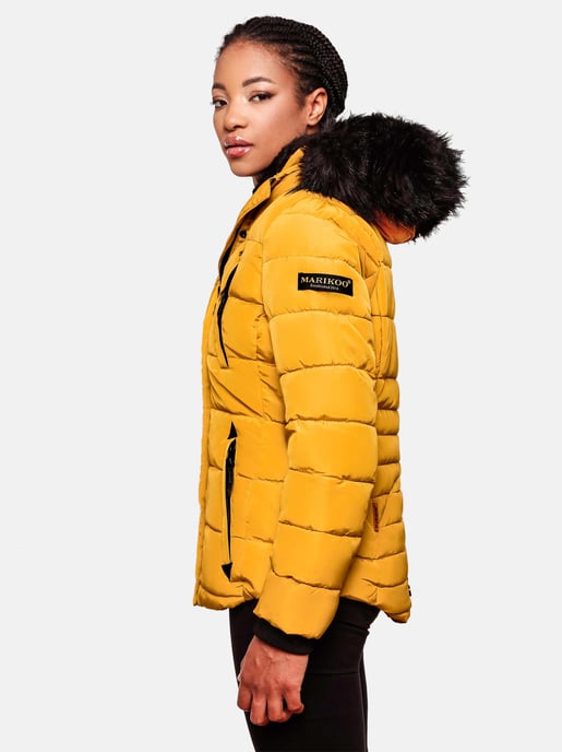 Chaqueta de invierno Marikoo Lotusblüte para mujer con forro de borreguito y cuello de pelo sintético - Image 4