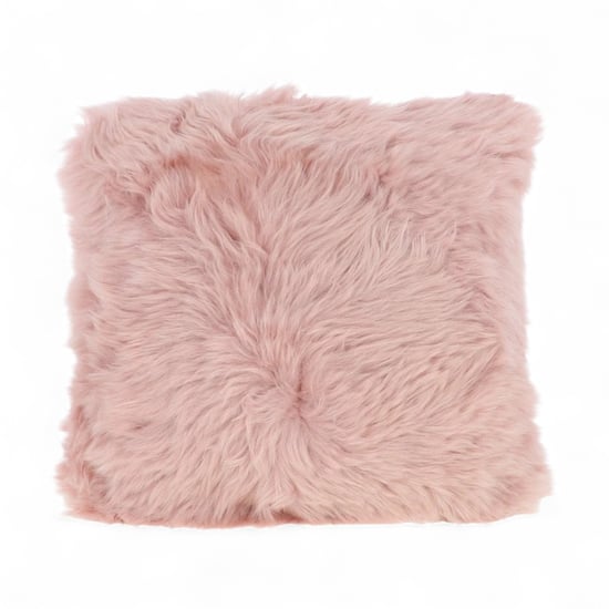 Cojín de piel de oveja auténtica rosa de 40 x 40 cm de lana auténtica de una sola cara - Image 1