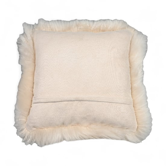 Cojín de piel de oveja auténtica beige de 40 x 40 cm de lana auténtica de una sola cara - Image 2