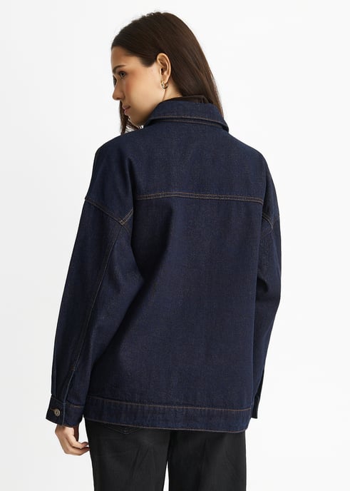 Chaqueta vaquera de denim índigo oscuro - Image 4