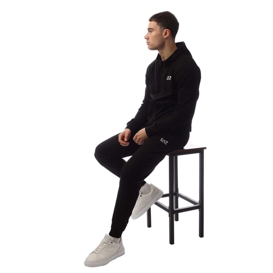 Sudadera con cremallera completa de identidad esencial EA7 de Emporio Armani para hombre en negro - Image 5