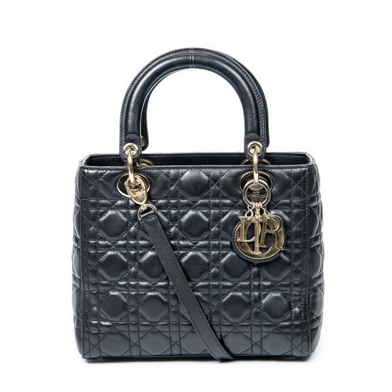 Dior Medium Lady Dior Zip en Negro Piel de becerro - Image 1