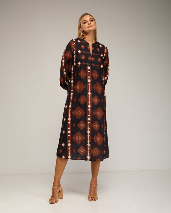 Vestido midi con estampado etnico - Image 2