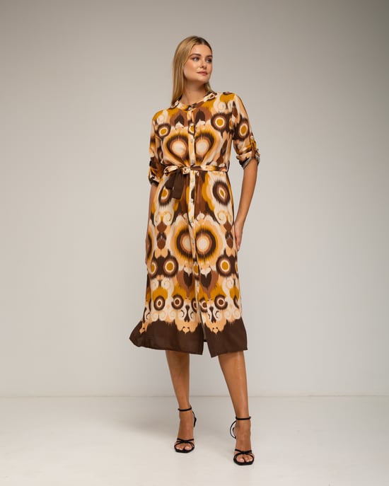 Vestido camisero midi, con estampado étnico - Image 2