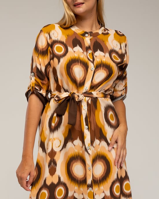 Vestido camisero midi, con estampado étnico - Image 4