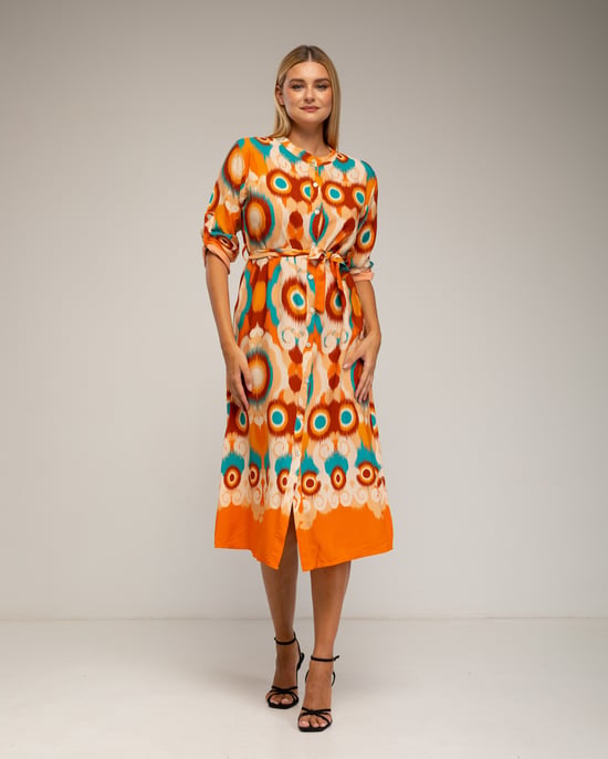 Vestido camisero midi, con estampado étnico - Image 2