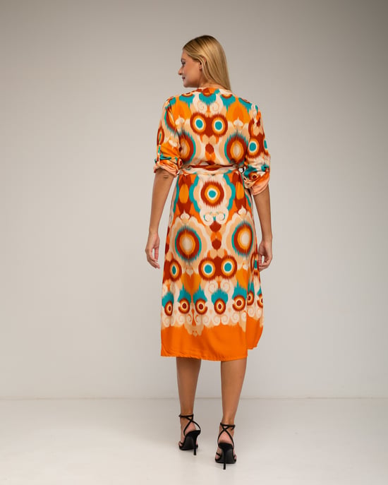 Vestido camisero midi, con estampado étnico - Image 3