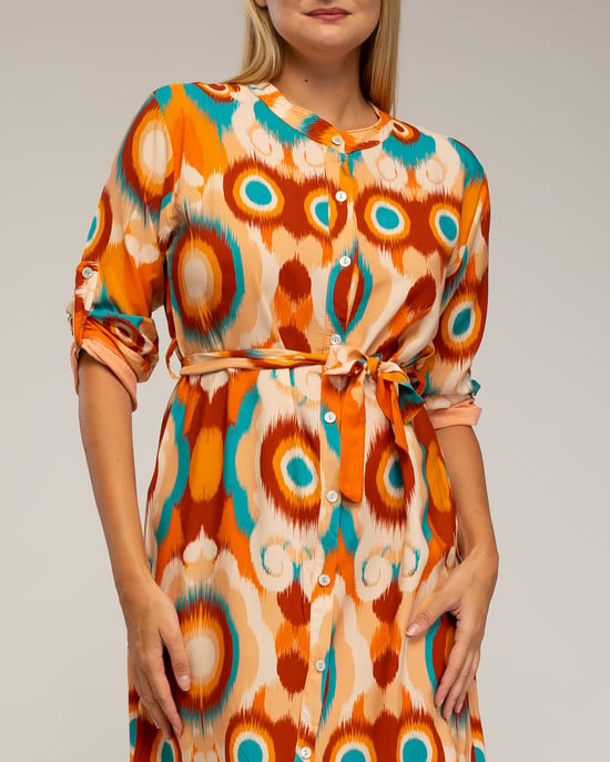 Vestido camisero midi, con estampado étnico - Image 4