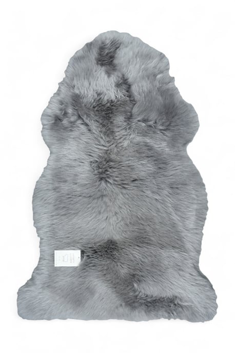 Alfombra de piel de oveja gris auténtica, natural, sedosa, suave y esponjosa, de lana real - Image 1
