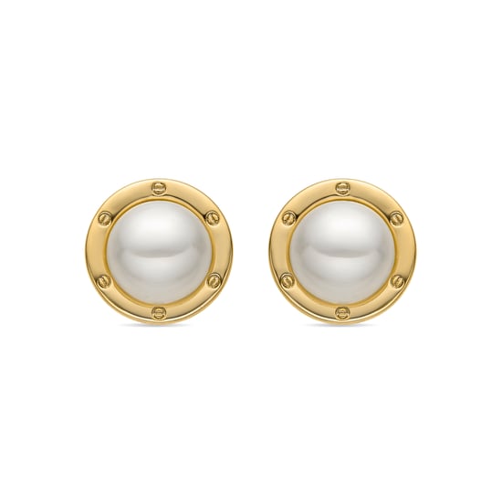 Pendientes Luxenter con acabado en oro de 18k y perla blanca - Ciada - Image 1