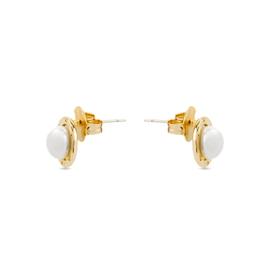 Pendientes Luxenter con acabado en oro de 18k y perla blanca - Ciada - Image 3