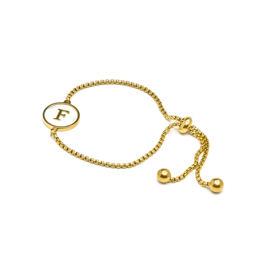 Pulsera Luxenter de nácar blanco acabada en oro amarillo de 18K - Alfabeto - Image 3