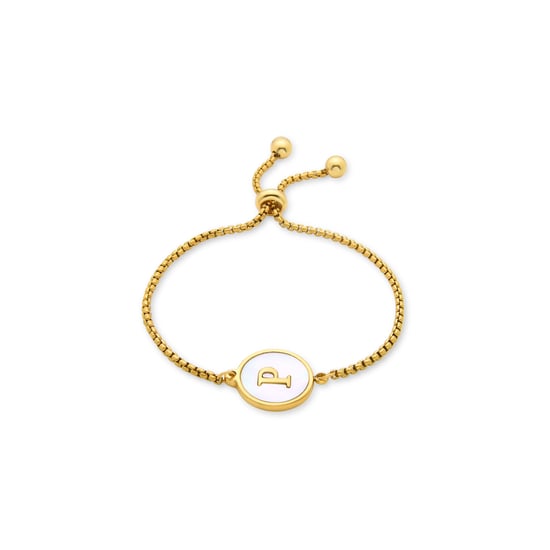 Pulsera Luxenter de madreperla blanca acabada en oro amarillo de 18K - Alfabeto - Image 1
