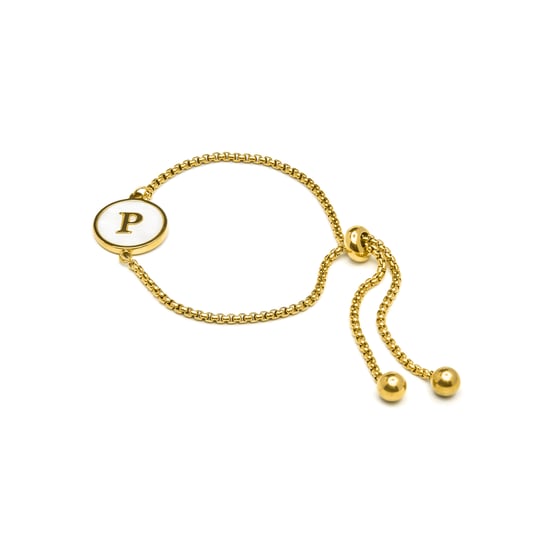 Pulsera Luxenter de madreperla blanca acabada en oro amarillo de 18K - Alfabeto - Image 3
