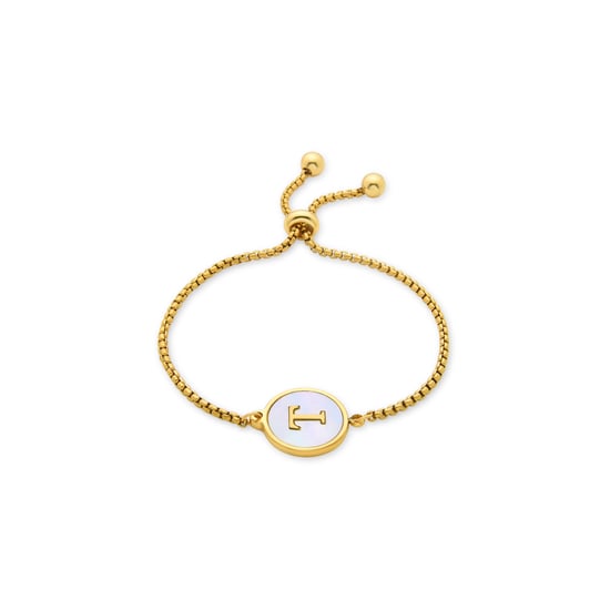 Pulsera Luxenter en nácar blanco acabada en oro amarillo de 18 quilates - Alfabeto - Image 1