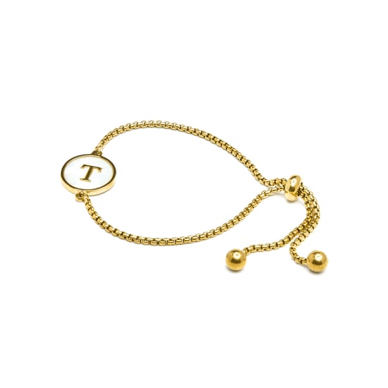 Pulsera Luxenter en nácar blanco acabada en oro amarillo de 18 quilates - Alfabeto - Image 3