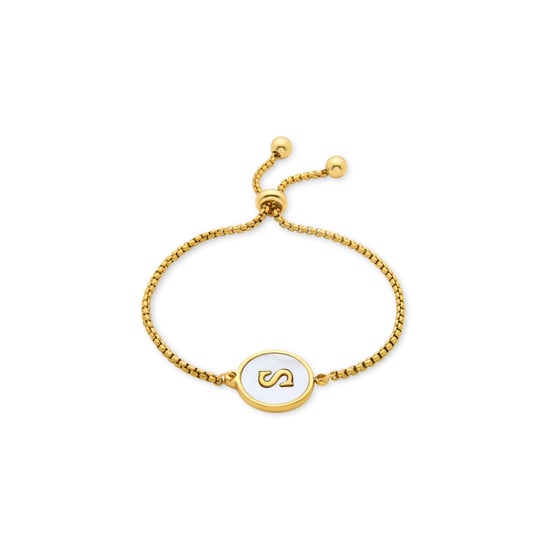 Pulsera Luxenter en nácar blanco terminada en oro amarillo de 18 quilates - Alfabeto - Image 1
