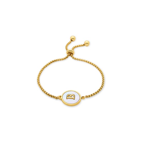 Pulsera Luxenter en madreperla blanca terminada en oro amarillo de 18 quilates - Alfabeto - Image 1