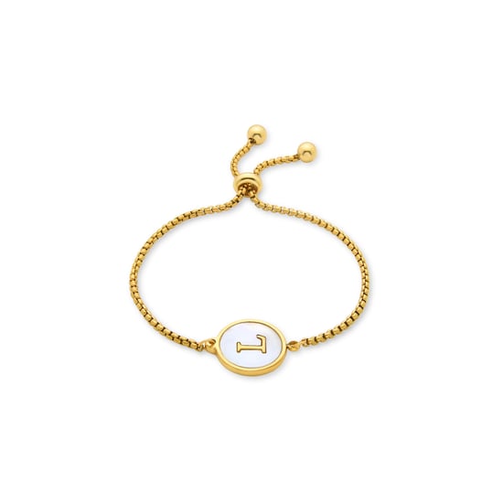 Pulsera Luxenter en madreperla blanca terminada en oro amarillo de 18 quilates - Alfabeto - Image 1