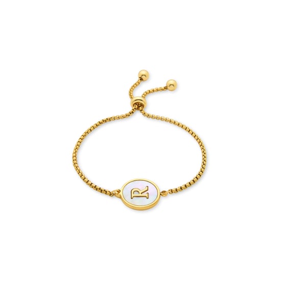 Pulsera Luxenter en nácar blanco acabada en oro amarillo de 18 quilates - Alfabeto - Image 1