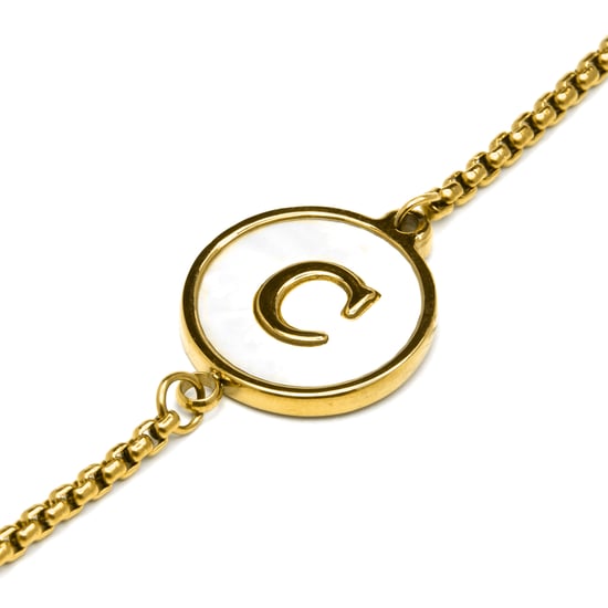 Pulsera Luxenter en nácar blanco terminada en oro amarillo de 18K - Alfabeto - Image 4