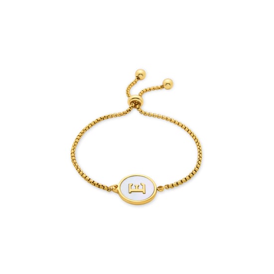 Pulsera Luxenter en nácar blanco acabada en oro amarillo de 18 quilates - Alfabeto - Image 1