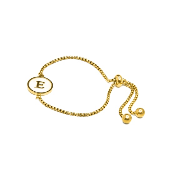 Pulsera Luxenter en nácar blanco acabada en oro amarillo de 18 quilates - Alfabeto - Image 3