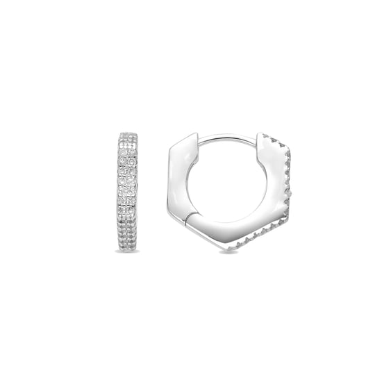 Pendientes Luxenter con acabado en plata brillante y zirconia - Xasmo - Image 1