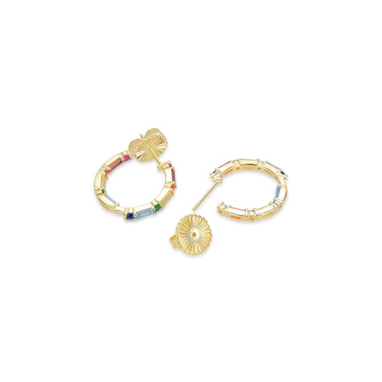 Pendientes de plata esterlina 925 Luxenter con zirconitas multicolores acabados en oro amarillo de 18K - Hinnar - Image 4