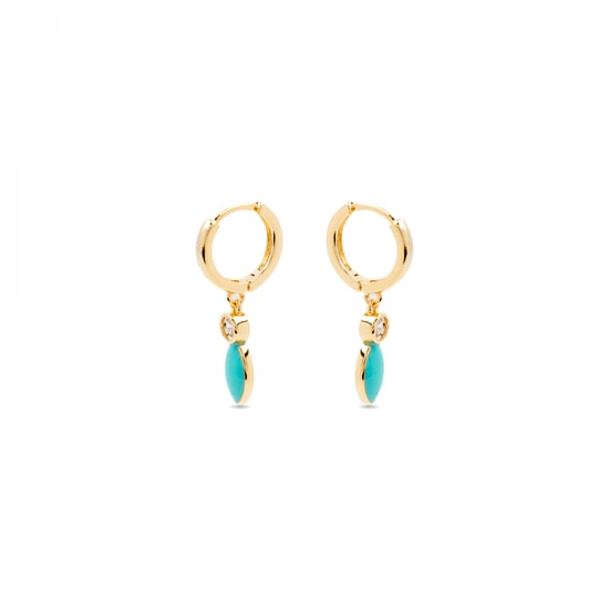 Pendientes de zirconia brillante acabados en oro amarillo de 18k - Rielo - Image 3