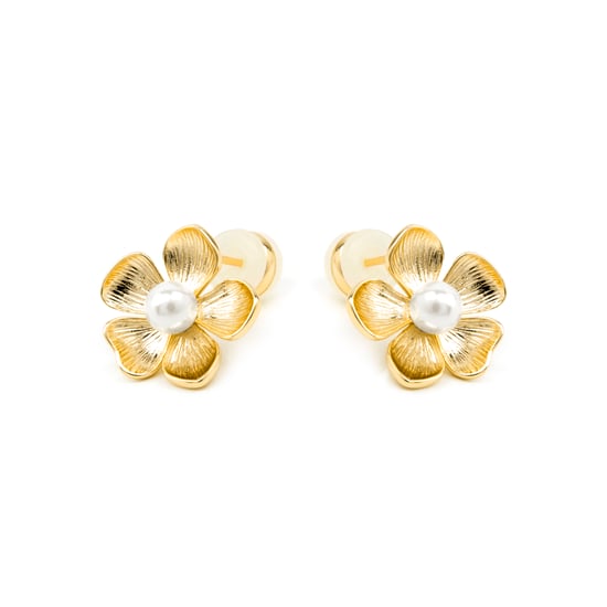 Pendientes de perla blanca con acabado en oro de 18k - Miclaw - Image 3