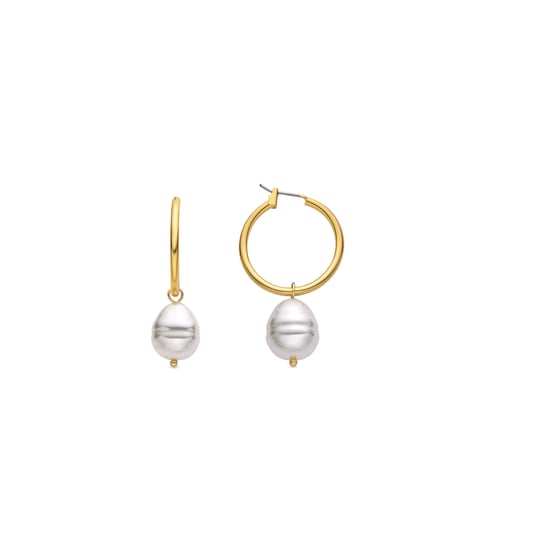 Pendientes Luxenter con acabado en oro de 18k y perla blanca - Nemys - Image 1