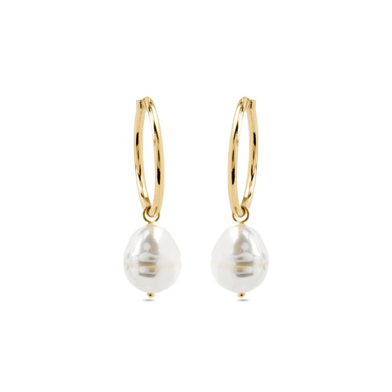 Pendientes Luxenter con acabado en oro de 18k y perla blanca - Nemys - Image 3