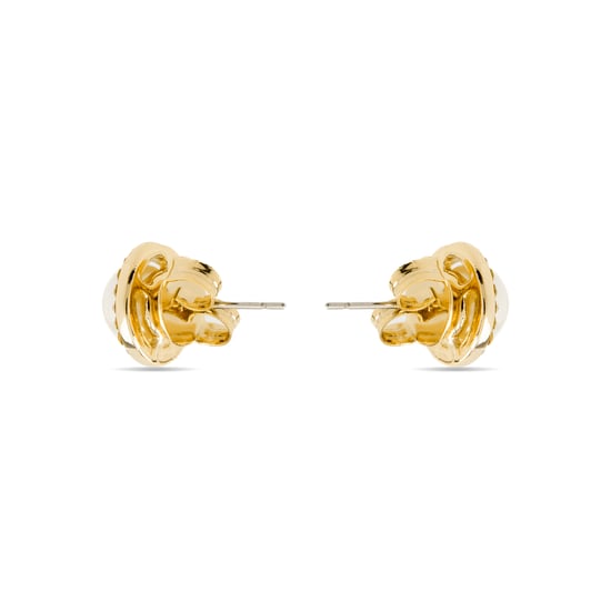 Pendientes de perla blanca con acabado en oro de 18k - Basnik - Image 3