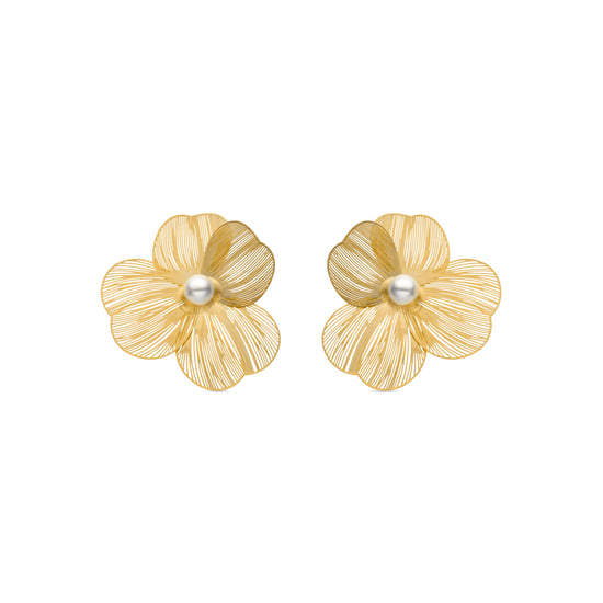 Pendientes Luxenter de Perla Blanca acabados en oro amarillo de 18k - Leina - Image 1