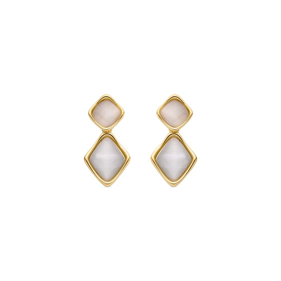 Pendientes de madreperla blanca de Luxenter acabados en oro amarillo de 18 quilates - Zahere - Image 1