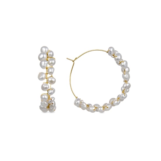 Pendientes de perla blanca Luxenter acabados en oro amarillo de 18K - Milba - Image 1